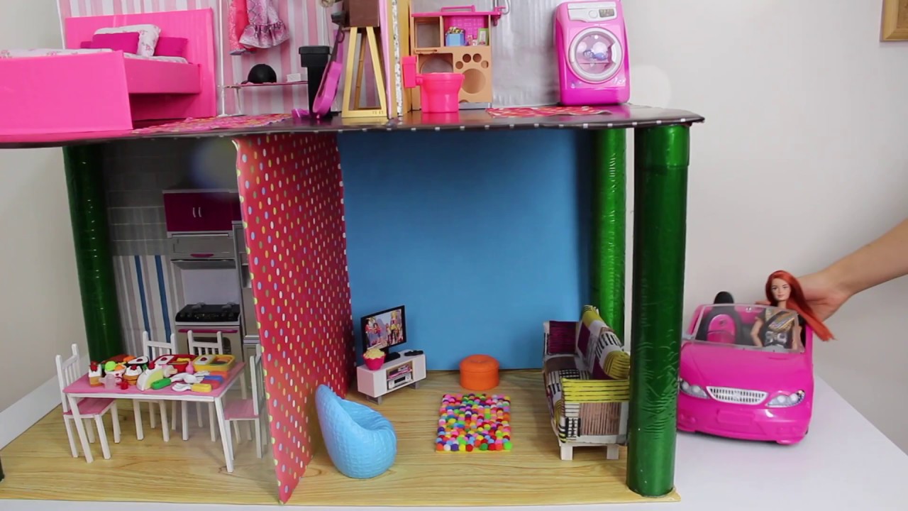 Barbie Rüya Evi Kartondan 2 katlı 4 Odalı Muhteşem Güzel Barbie Evi Yapımı  Bidünya Oyuncak - YouTube