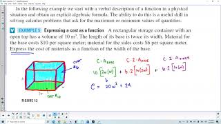Math 1A 1.1 Example 5 Expressing Cost as a Function