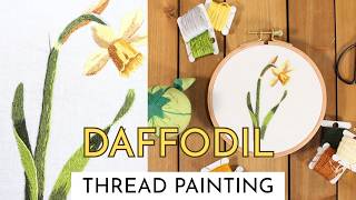 Thread Painting Embroidery Flowers (Embroider A Daffodil) Daffodil Embroidery Flowerembroidery