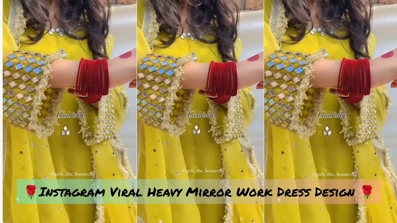 Instagram Viral Mirror Work Dress Design💫#instagram#trending#embroidery#youtubevideo#mirrorembroider