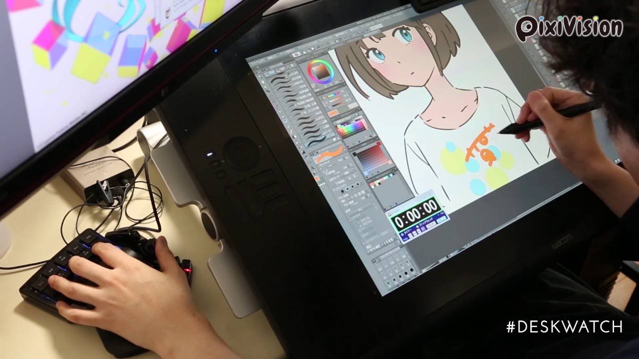 Deskwatch 06 賀茂川さんの仕事場でイラスト制作に密着 Pixivision Youtube