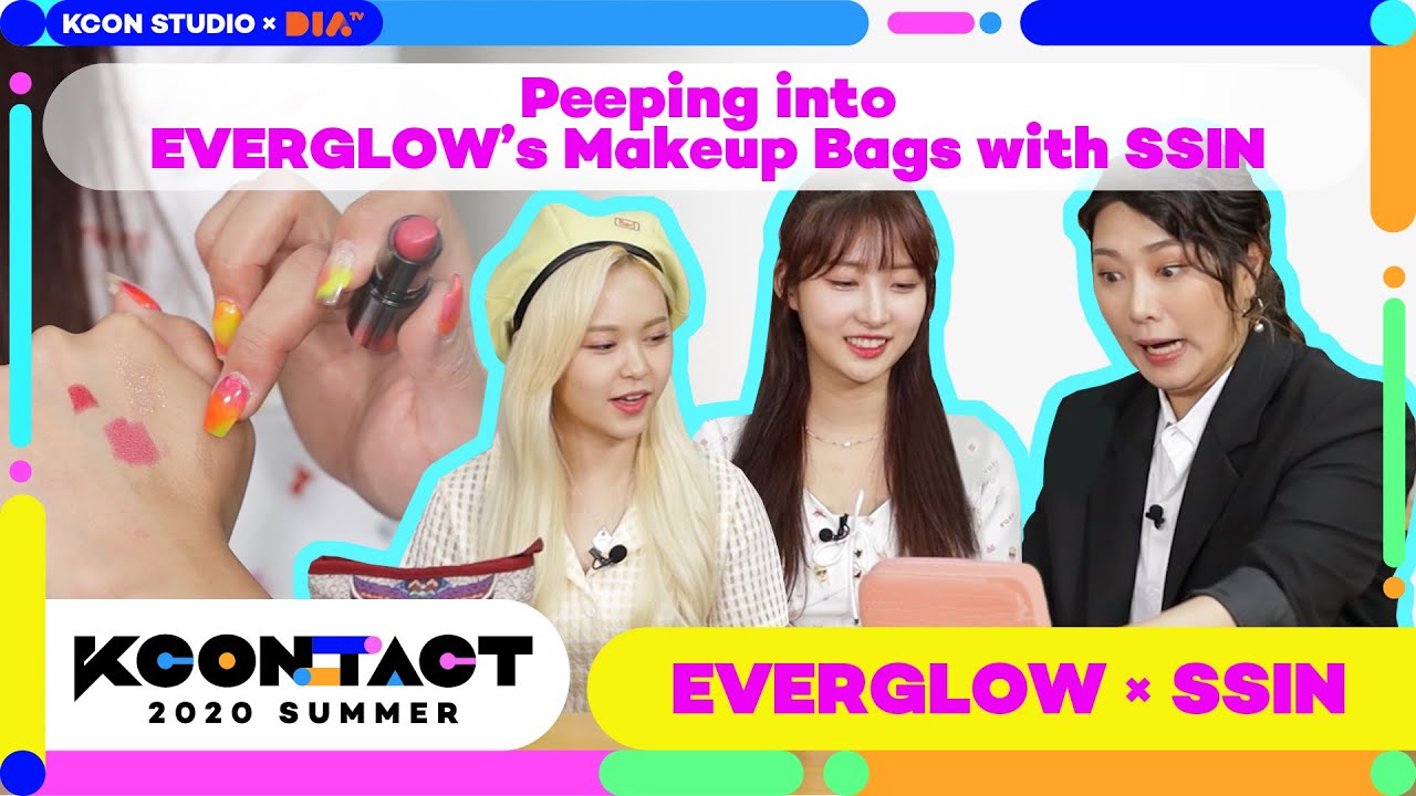 [KCON STUDIO X DIA TV] Peeping into EVERGLOW’s Makeup Bags with SSIN | 에글이의 파우치를 열어라 with 씬님