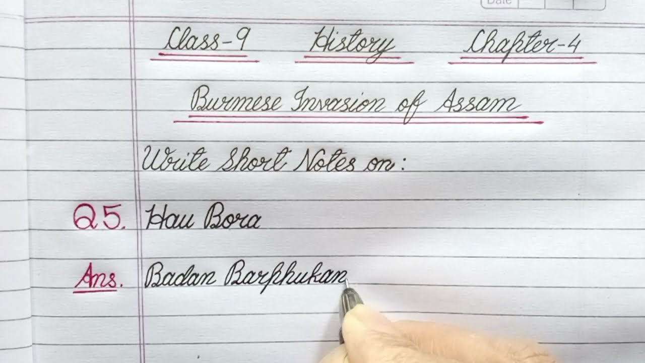 Write Short Notes on : Hau Bora / Class 9 / History / Chapter 4 / Burmese Invasion of Assam