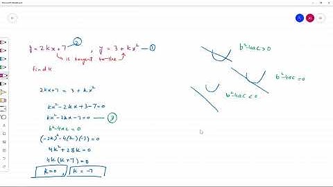 How to use discriminant for line and curve to find k,m,c etc