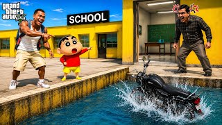 Franklin & Shinchan Throwing MATH SIR BIKE  In OCEAN 🌊|| GTA 5 Telugu! ( DAY-2 )  screenshot 5