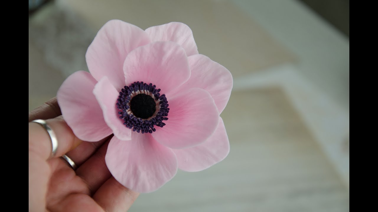 Анемон из холодного фарфора.  МК Анны Крахиной