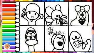 Drawing and Coloring Pocoyo and Friends Brushing Their Teeth🪥💙 Easy Drawing For Kids