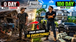 I survived 100 days starting with $0 😱 on the flat map in Farming Simulator 22