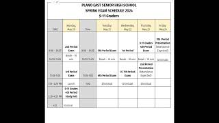 2024 Spring Exam Schedule Senior Activities