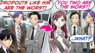 Two Coworkers With College Degrees Look Down On Me, A Dropout, But My Cute Boss…[RomCom Manga Dub]