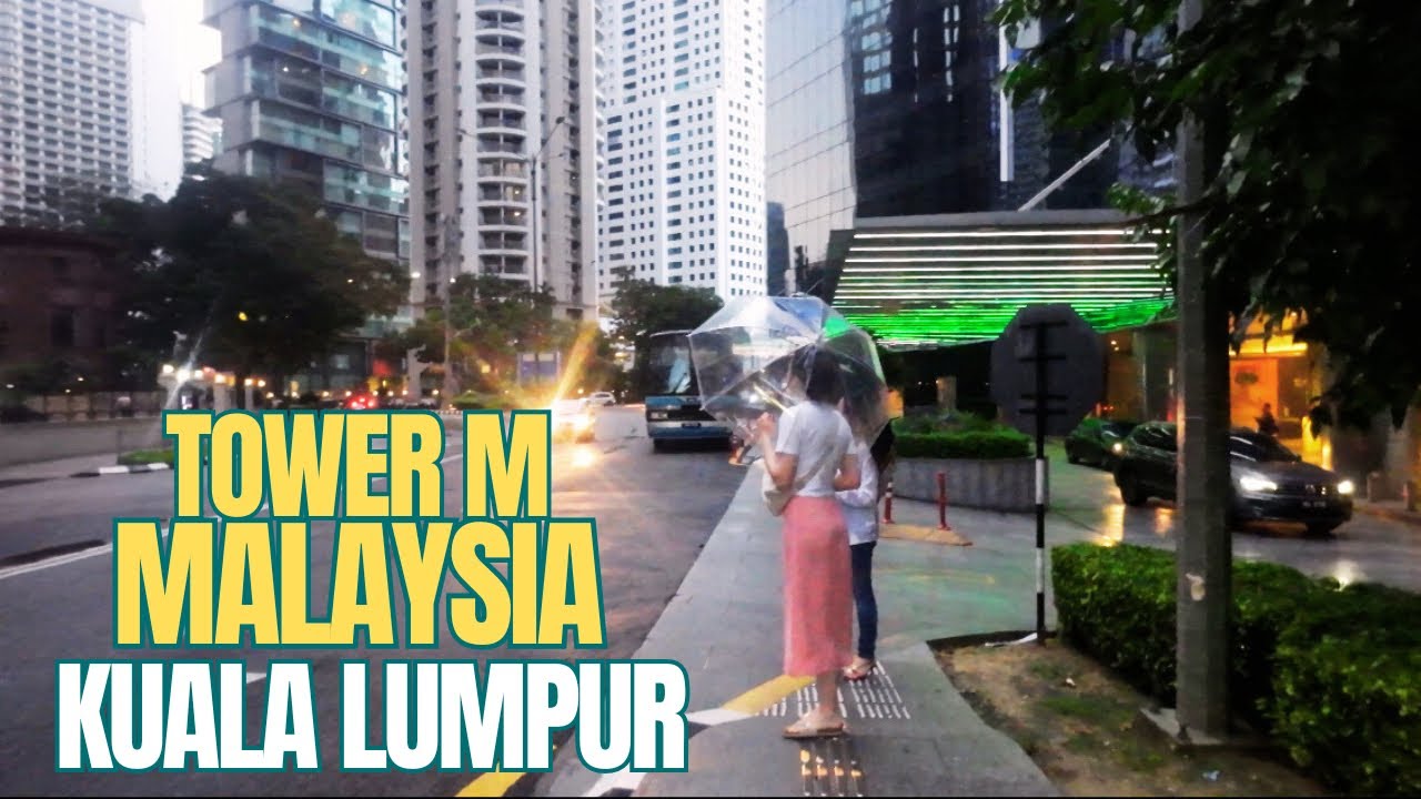 RAIN IN MALAYSIA | TOWER M, KLCC, BUKIT BINTANG, Kuala Lumpur Walking Tour • 4K