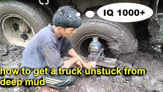 how to get a truck unstuck from deep mud  calm music  any truck 6x6 IQ 200