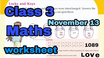 Class 3 Maths worksheet November 13