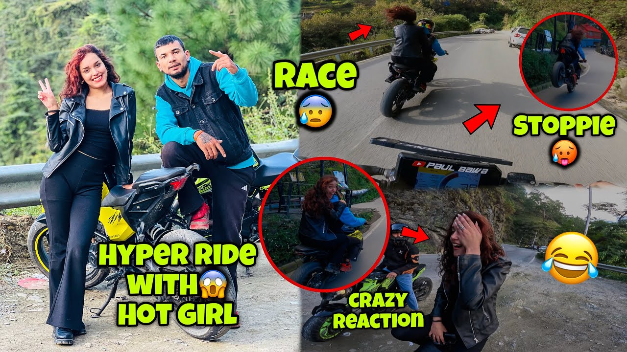 Crazy Hyper Ride with Hot Girl🥵/ye Ladki to darr gaye😂/Duke250 Stoppie😱