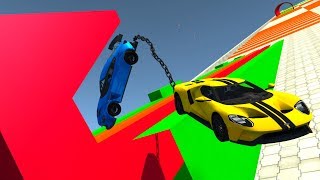 Chained Cars Against Insane Descent - BeamNG Drive Crash Testing screenshot 2