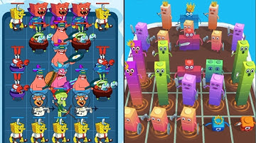 Merge Master Spongebob Monster Battle vs Merge Number Cube Fam Run ⭐ Android gameplay