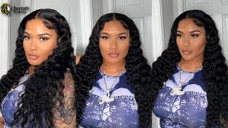 Cute Girly Hairstyle 💞 | $139 for 24&quot; Deep Wave Frontal Wig Install | Cheetah Beauty Hair