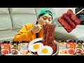 Pororo Black Noodle Tteokbokki Hotdog Mukbang DONA 