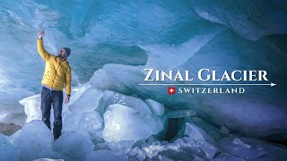 Zinal Glacier Switzerland - Inside a natural Ice Palace - Beautiful winter Hike in the Swiss Alps