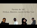 Rimkus - Werenoi - Lacrim & Mac Tyer - Ali ( Paroles - Lyrics )