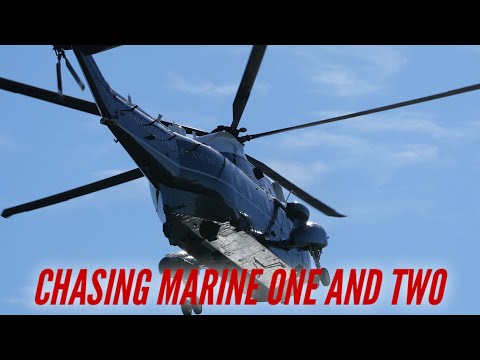Chasing Marine One and Two around the city.
