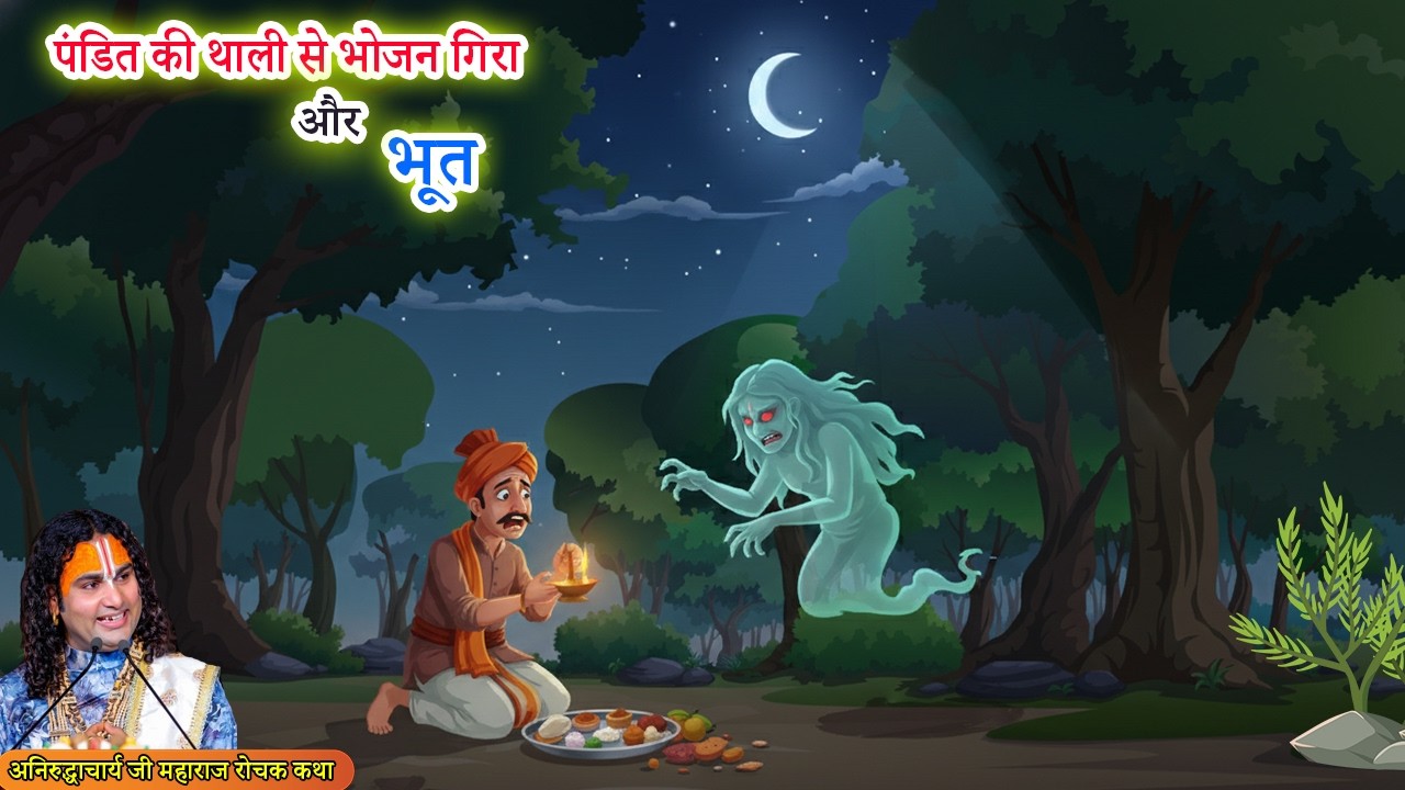 पंडित की थाली से भोजन गिरा और भूत - रोचक कथा | Dharmik Kahaniya #aniruddhacharyaji