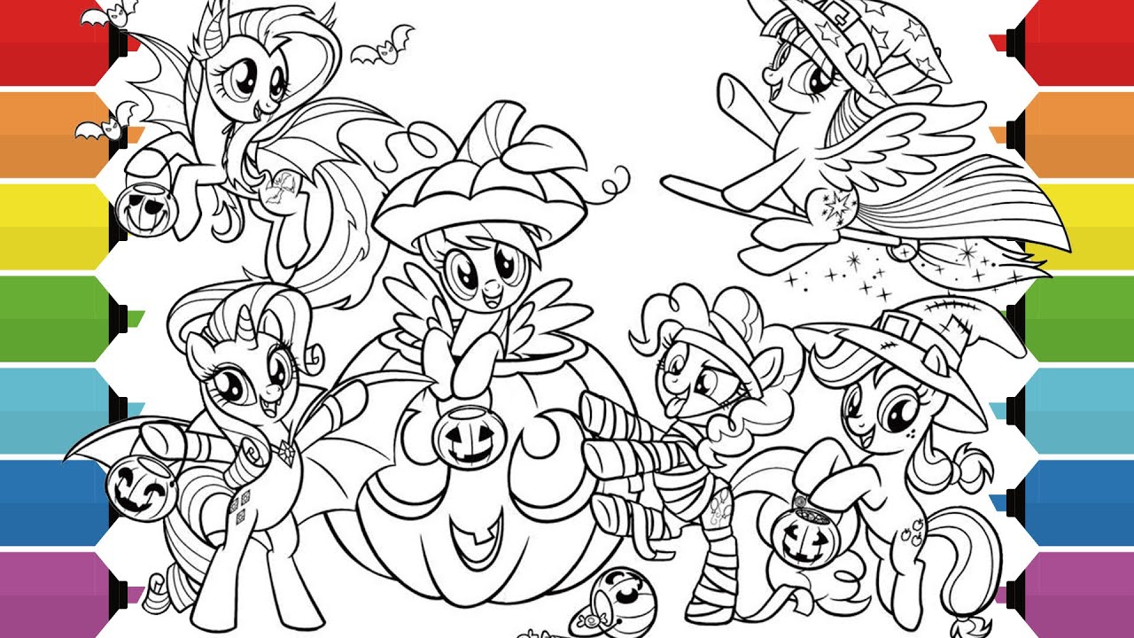 My Little Pony Halloween Coloring Pages | Pinkie Pie, Rainbow Dash, Rarity & Applejack