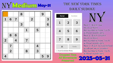 The New York Times Daily Sudoku 2025-05-31 Medium