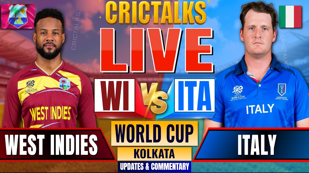 🔴 Live: T20 World Cup 2026, WI vs ITA, Last 15 Overs, Cricket Live Match Today Scores & Commentary