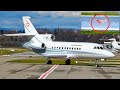 Swiss air force dassault falcon 900ex landing    marks from birdstrike incident