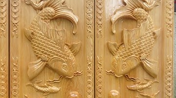 Tranh cá chép_ LÝ NGƯ VỌNG NGUYỆT gỗ pomu . lh zalo : 0342489689