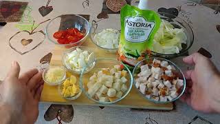 Как приготовить салат цезарь с копчёной курицей и сухариками