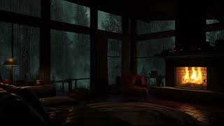 Rainfall Against Cabin Windows 🔥 Fireplace Sounds for Deep Sleep, Serenity, and Mental Recovery
