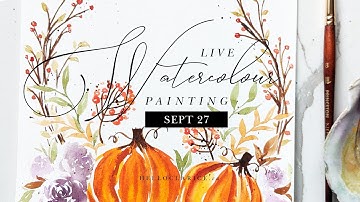 Painting Loose Pumpkins And Florals In Watercolour
