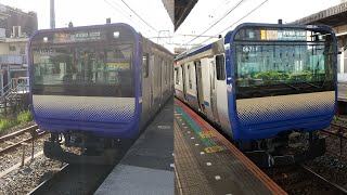 E235系1000番台J-08編成+F-27編成 快速大船行き 東千葉駅通過シーン