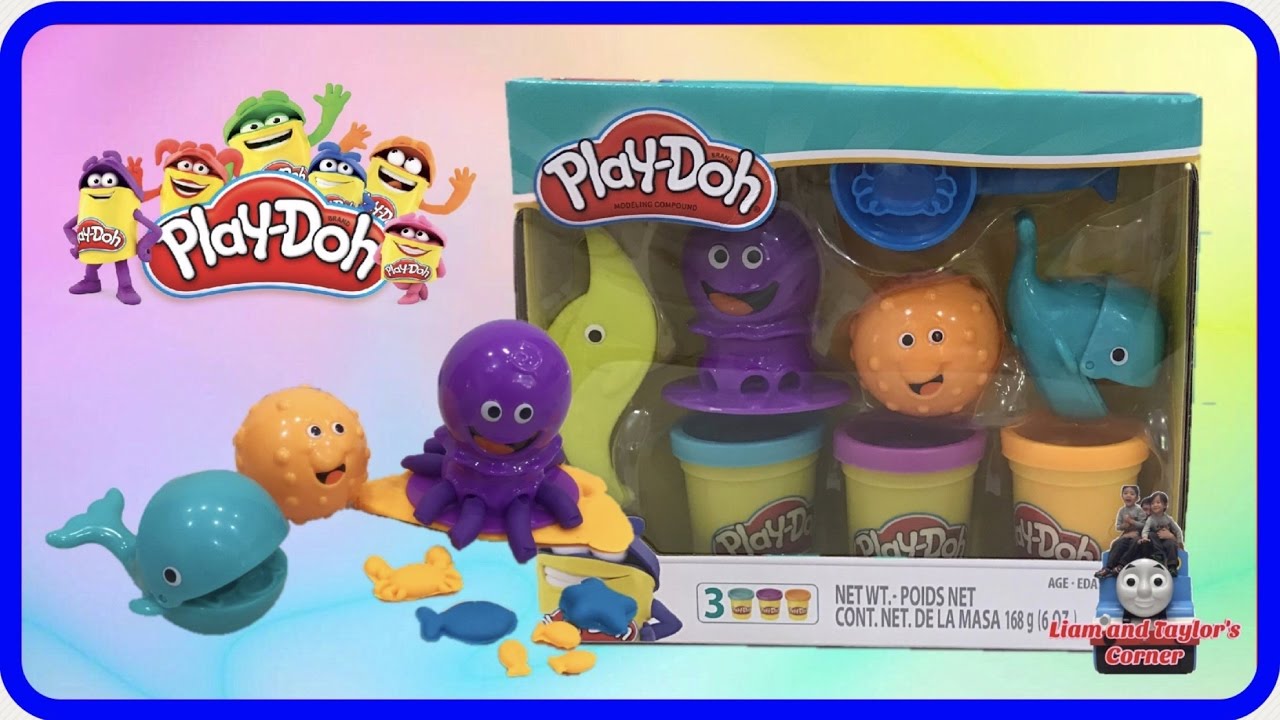 PLAYDOH OCEAN TOOLS Play Time Whale Octopus Puffer Fish Playdoh Molds