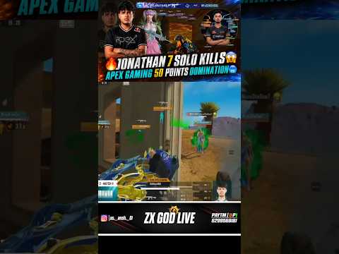 🔥JONATHAN 7 SOLO KILLS😱 APEX GAMING 50 POINTS DOMINATION🥶#jonathan #pubgmobile #pubg #bgmi #shorts