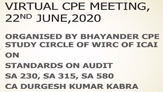 VCM#12 - Companies Audit & Standards on Auditing By CA Durgesh Kabra