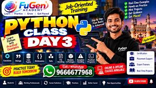 Python Class Day 3 |Job Oriented Training | Online & Offline Classes | Fugen Academy | 9666677968