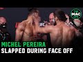 Michel Pereira slapped by Zelim Imadaev during UFC Vegas 9 Face Offs