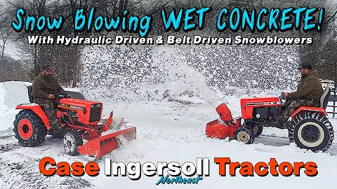 Snow Blowing "WET CONCRETE" Ingersoll 4120 Hydraulic Drive Blower & Case Ingersoll 448 Snow Thrower