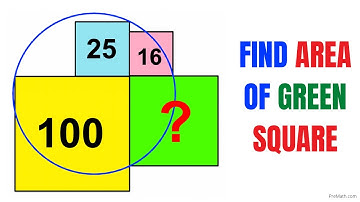 Calculate area of the Green Square | Blue, Pink, and Yellow Squares | Important skills explained