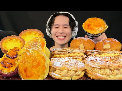 【ASMR】カスタードクリームスイーツ‼️【咀嚼音/mukbang/Eating Sounds】