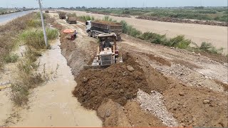 Excellence! Bulldozer Power  Force Pushing Dirt Operator's Expertise in Unloading Dirt and Pushing