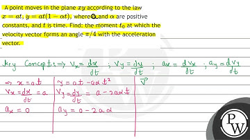 A point moves in the plane \( x y \) according to the law \( x=a t \), \( y=a t(1-\alpha t) \), ...