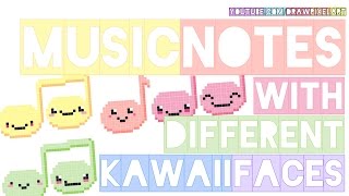 how to draw kawaii music notes | colorful pastel doodle perler beads | drawpixelart