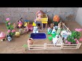 Home construction from cardboard and wood stick|Cardboard house craft video