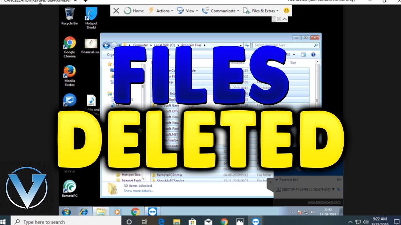 using anydesk to delete scammer files