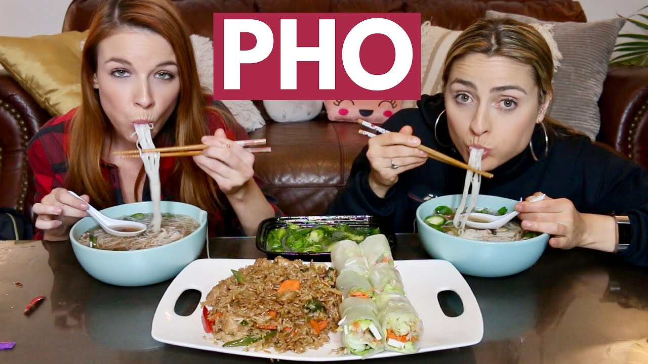 PHO NOODLE SOUP, Fried Rice, and Fresh Rolls MUKBANG! (spilling tea)