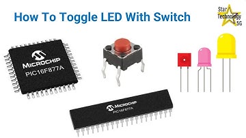 Microcontroller PIC16F877 Video 14 How To Toggle LED with Switch Using Mikro C for PIC